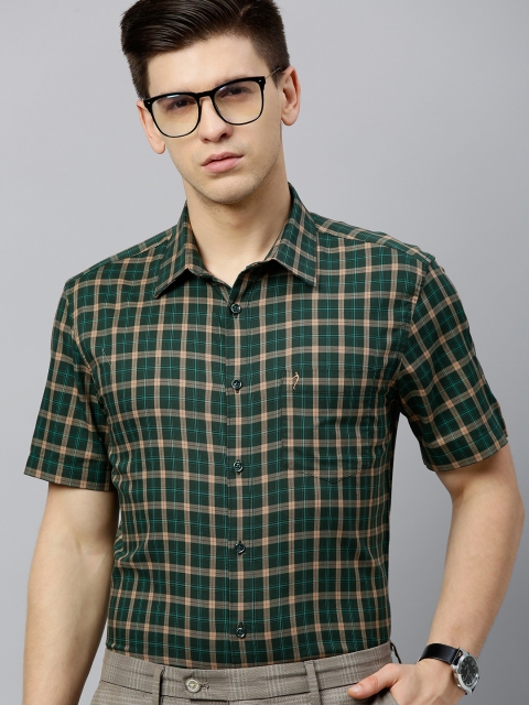

Indian Terrain Men Green & Beige Slim Fit Checked Smart Casual Shirt