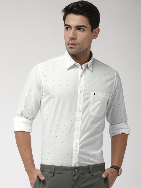 

Indian Terrain Men White & Black Slim Fit Printed Smart Casual Shirt