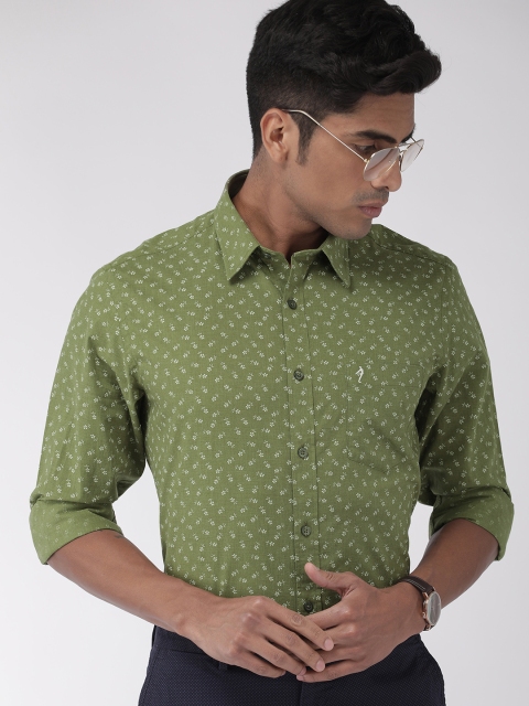 

Indian Terrain Men Green Slim Fit Printed Smart Casual Shirt