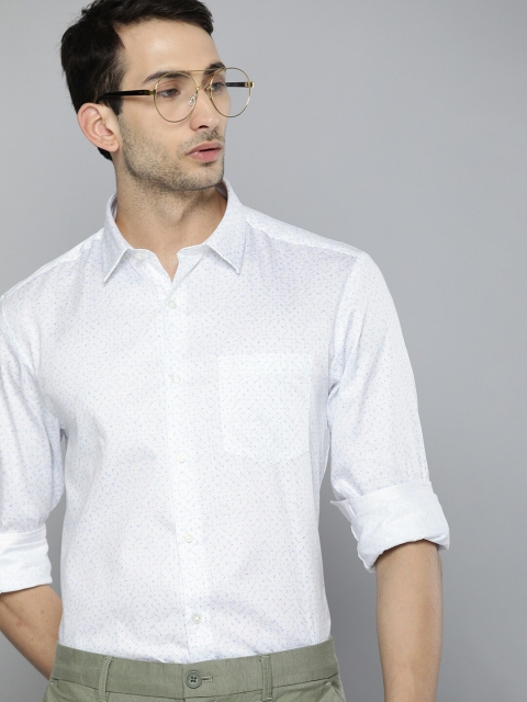 

Indian Terrain Men White & Blue Printed Slim Fit Casual Shirt