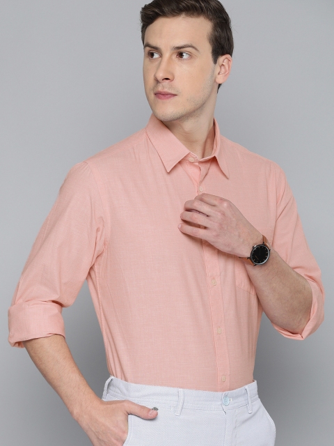 

Indian Terrain Men Peach-Coloured Solid Smart Casual Shirt