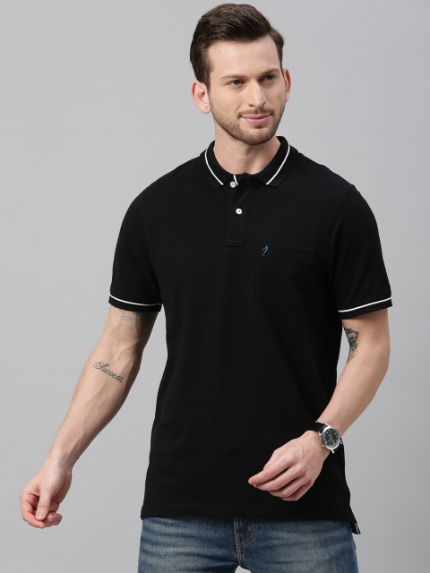 

Indian Terrain Men Black Solid Polo Collar T-shirt