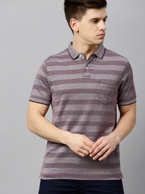 

Indian Terrain Men Maroon Striped Polo Collar T-shirt