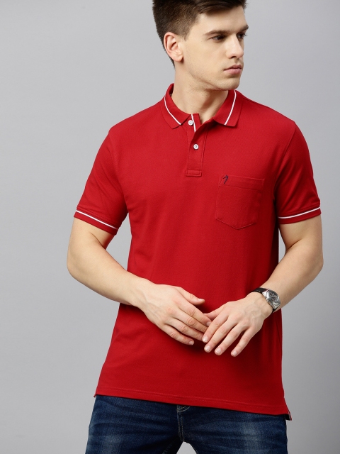 

Indian Terrain Men Red Solid Polo Collar T-shirt