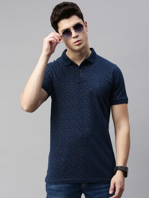 

Indian Terrain Men Blue Solid Polo Collar T-shirt
