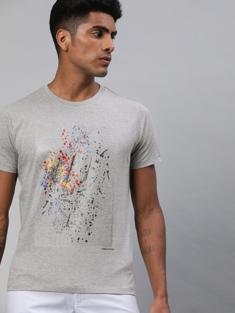 

Indian Terrain Men Grey Printed Round Neck T-shirt