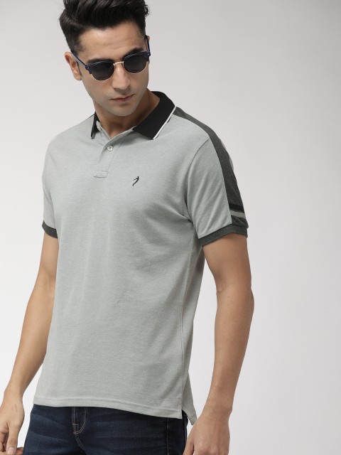 

Indian Terrain Men Grey Solid Polo Collar Pure Cotton T-shirt