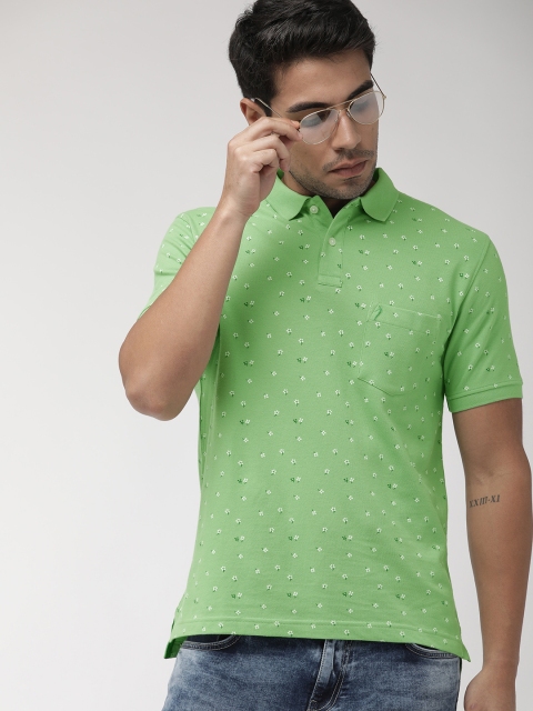 

Indian Terrain Men Green Printed Polo Collar T-shirt