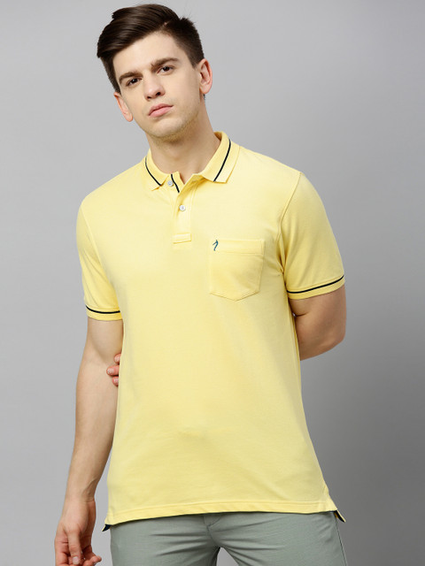 

Indian Terrain Men Yellow Solid Polo Collar T-shirt