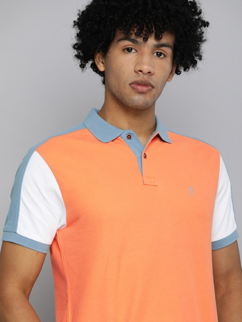 

Indian Terrain Men Orange Pure Cotton Polo Collar Pure Cotton T-shirt