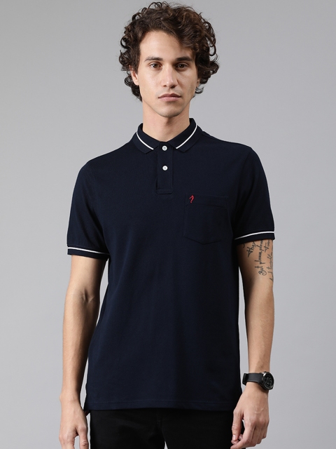 

Indian Terrain Men Navy Blue Solid Polo Collar T-shirt