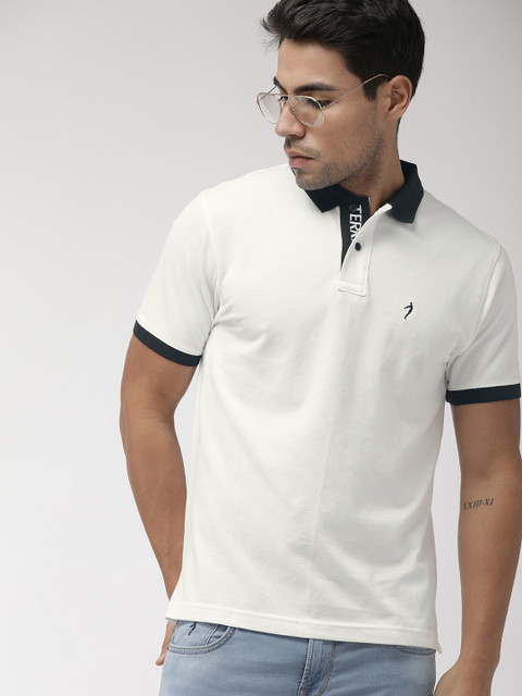 

Indian Terrain Men White Solid Polo Collar T-shirt