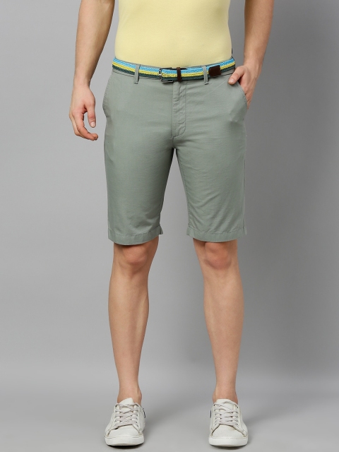 

Indian Terrain Men Green Solid Slim Fit Chino Shorts