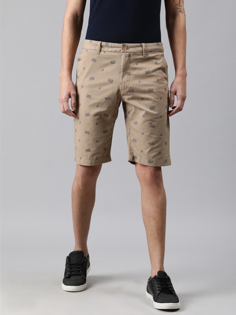 

Indian Terrain Men Beige Printed Slim Fit Chino Shorts