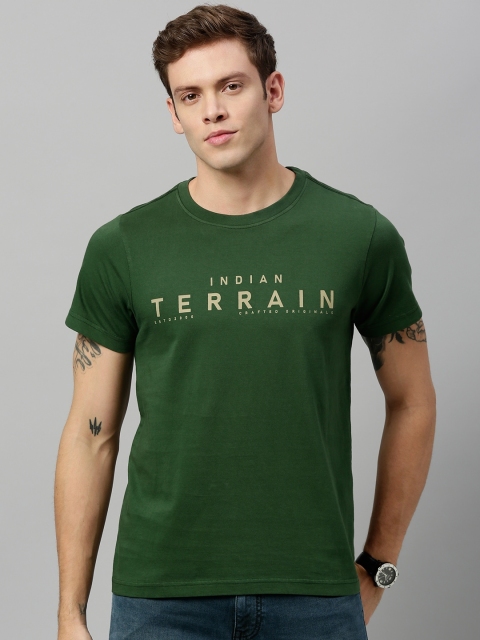 

Indian Terrain Men Olive Green Printed Round Neck T-shirt