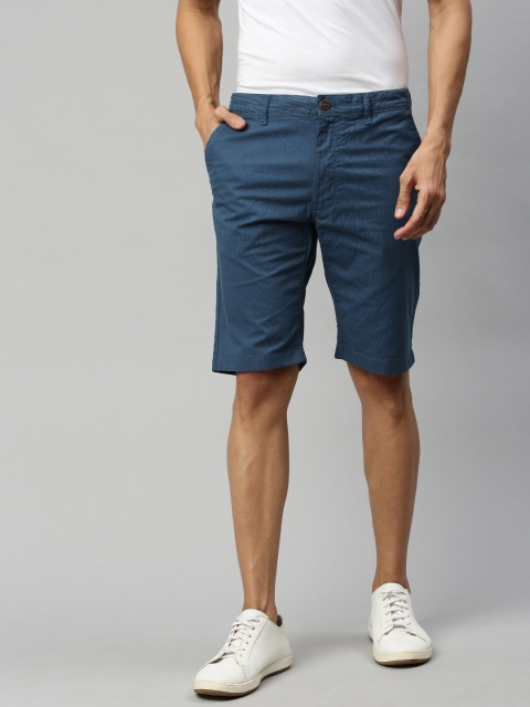 

Indian Terrain Men Blue & Black Striped Slim Fit Chino Shorts