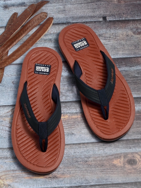 

Solethreads Men Tan & Navy Blue Solid Thong Flip-Flops