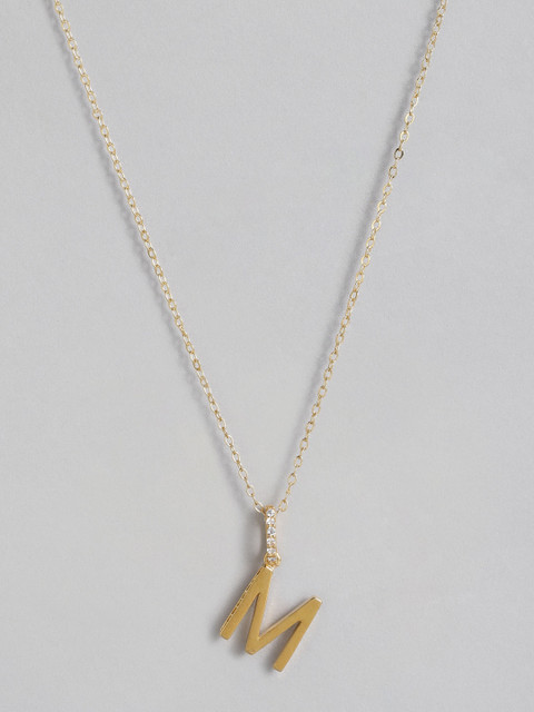 

Accessorize Women Gold-Plated M-Shaped Cubic Zirconia Studded Pendant With Chain