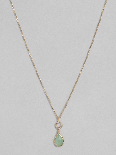 

Accessorize Gold-Plated & Green Cubic Zirconia Semi Precious Pendant With Chain