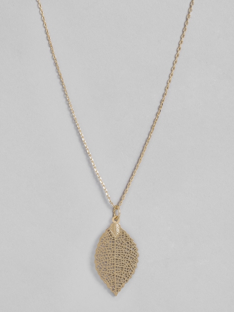 

Accessorize Women Gold Toned Filigree Leaf Pendant With Chain