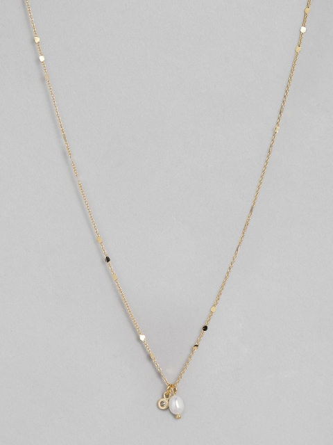 

Accessorize Gold-Toned Gold Plated Organix Pearl Sparkle Charm Pendant With Chain
