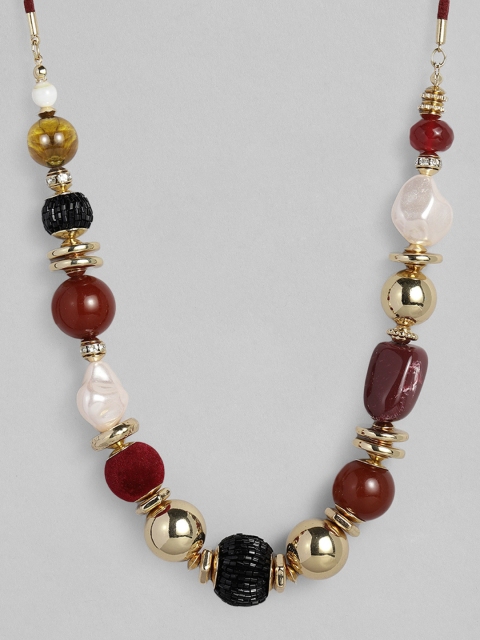 

Accessorize Gold-Toned & Maroon Beaded Necklace