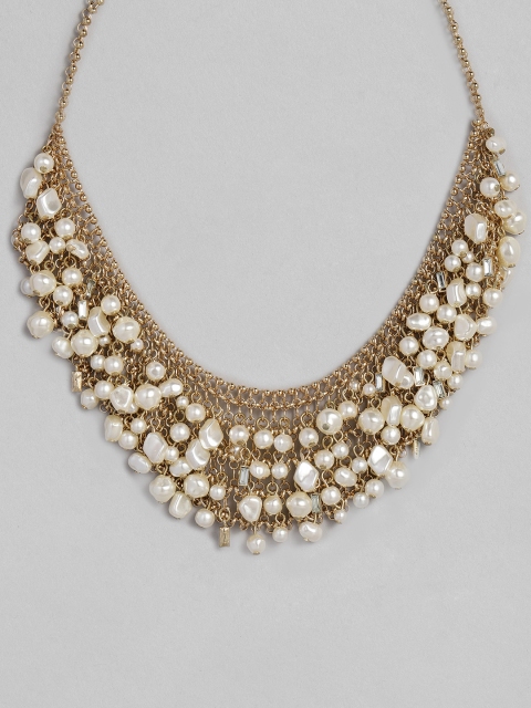 

Accessorize Gold-Toned & Off White Pearl Studded Necklace