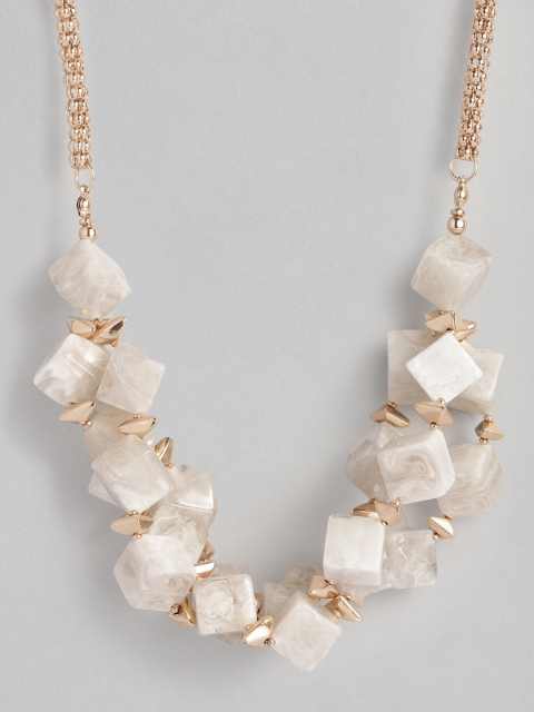 

Accessorize Women Gold-Toned & Off-White Marble Collar Necklace