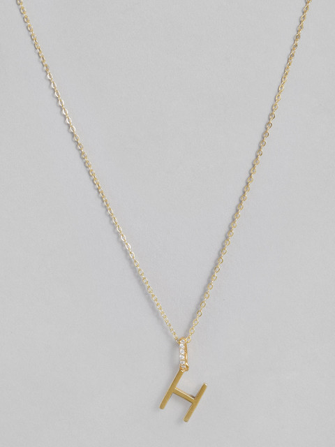 

Accessorize Women Gold-Plated H Initial Cubic Zirconia Studded Pendant with Chain