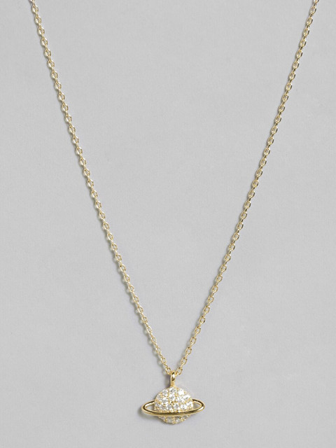 

Accessorize Gold-Plated CZ Studded Planet-Shaped Pendant With Chain