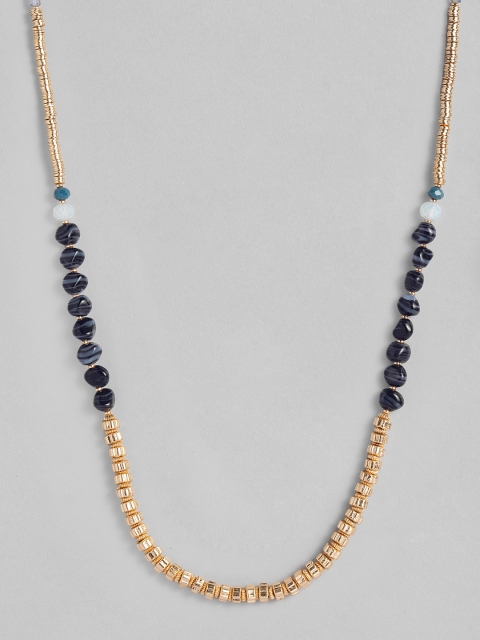 

Accessorize Women Gold-Toned & Blue Mixed Beads Long Necklace