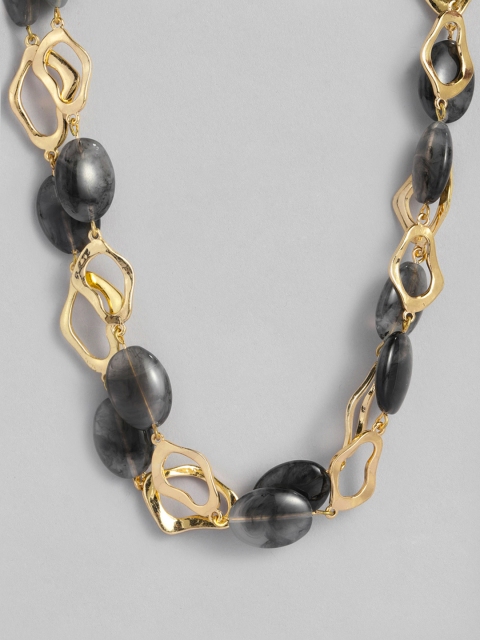 

Accessorize Women Gold-Toned & Grey Stone Multirow Necklace