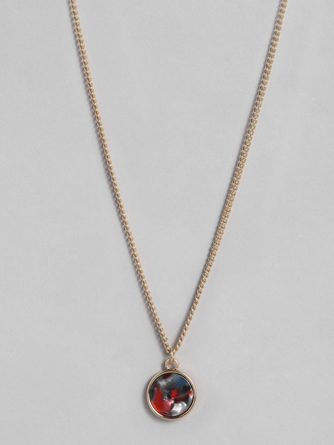 

Accessorize Women Gold-Toned & Red Disc Pendant With Chain