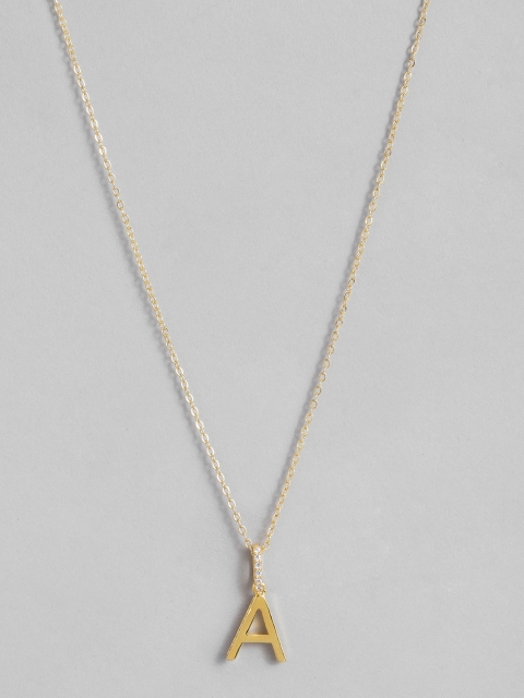 

Accessorize Gold-Plated CZ Studded A-Shaped Pendant With Chain