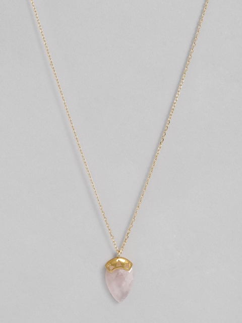 

Accessorize Gold-Plated Rose Quartz Studded Pendant With Chain
