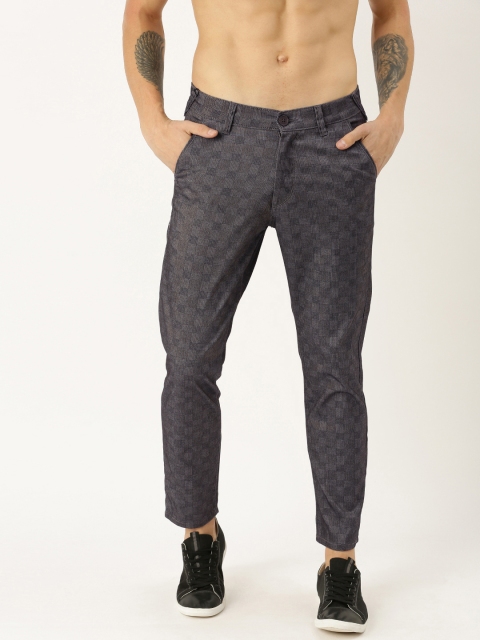 

Moda Rapido Men Grey Slim Fit Checked Regular Trousers