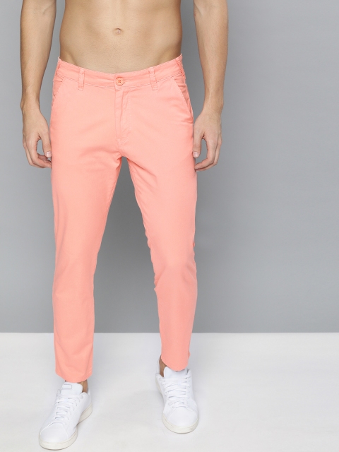 

HERE&NOW Men Coral Pink Slim Fit Solid Chinos