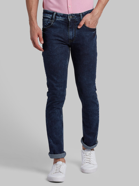 

Parx Men Navy Blue Tapered Fit Mid-Rise Clean Look Stretchable Jeans