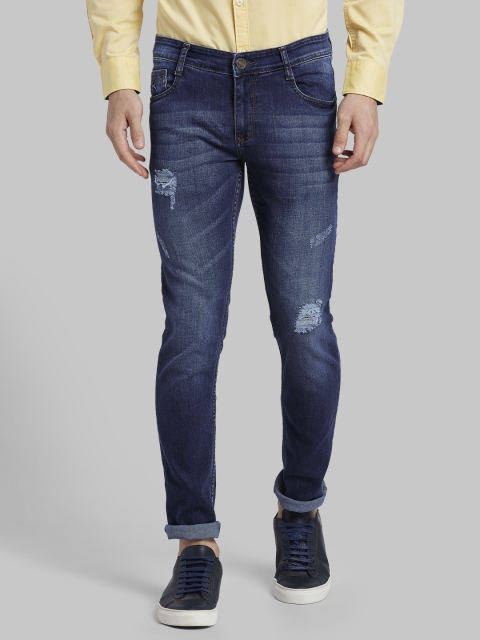 

Parx Men Blue Tapered Fit Mid-Rise Low Distress Stretchable Jeans