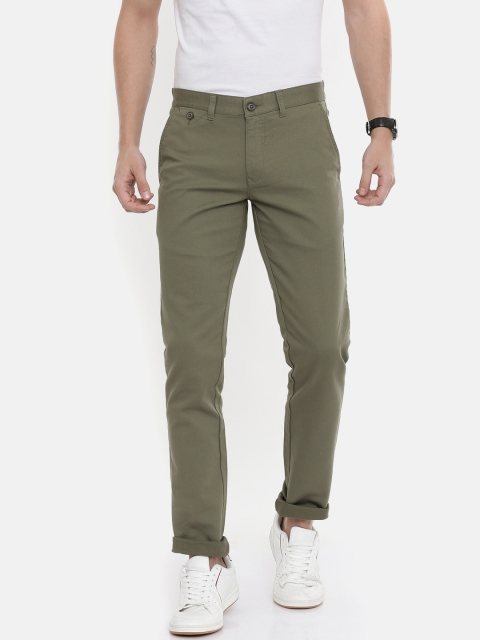 

Parx Men Olive Green Lowell Tapered Fit Solid Regular Trousers