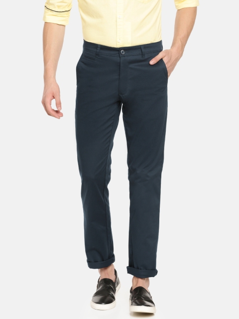 

Parx Men Navy Blue Slim Fit Solid Regular Trousers