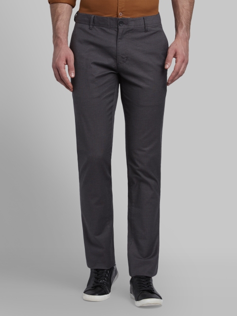 

Parx Men Grey Tapered Fit Self Design Regular Trousers
