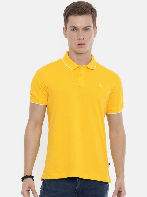 

Parx Men Yellow Solid Polo Collar Pure Cotton T-shirt
