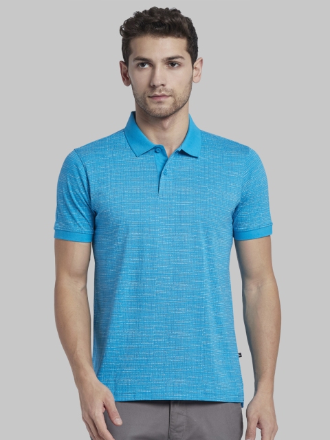 

Parx Men Blue & White Printed Polo Collar T-shirt