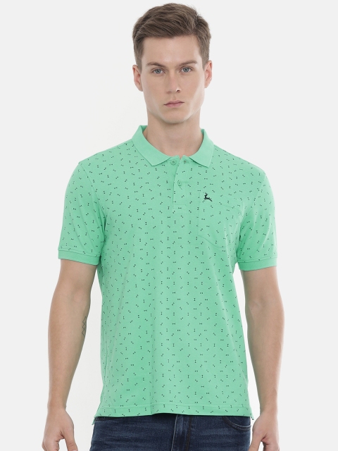 

Parx Men Sea Green Printed Polo Collar T-shirt