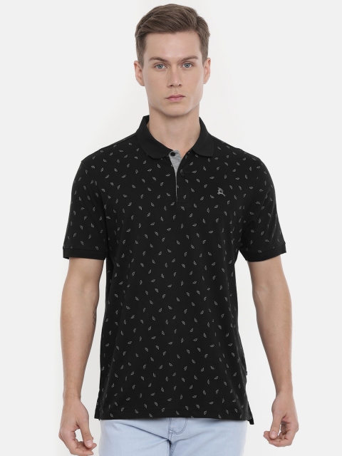 

Parx Men Black & Charcoal Grey Printed Polo Collar T-shirt