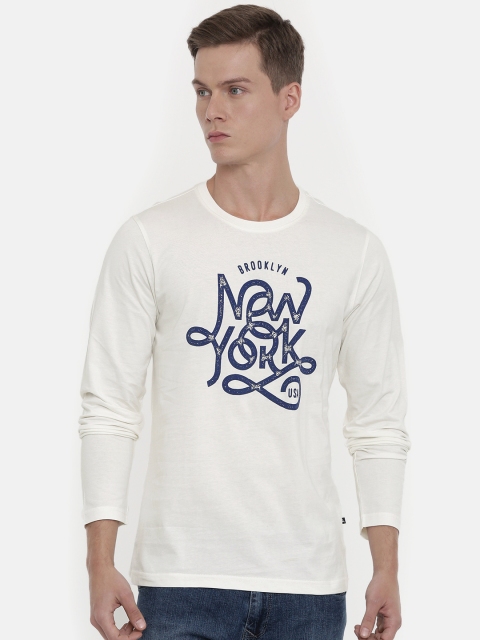 

Parx Men White Printed Round Neck Pure Cotton T-shirt