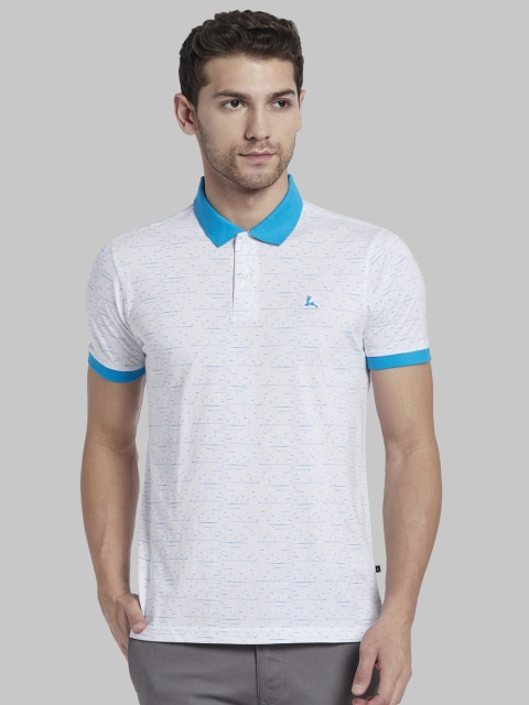 

Parx Men White Self Design Polo Collar T-shirt