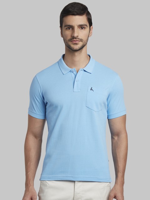 

Parx Men Blue Solid Polo Collar T-shirt