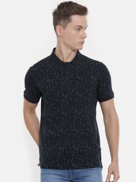 

Parx Men Navy Blue Printed Polo Collar T-shirt